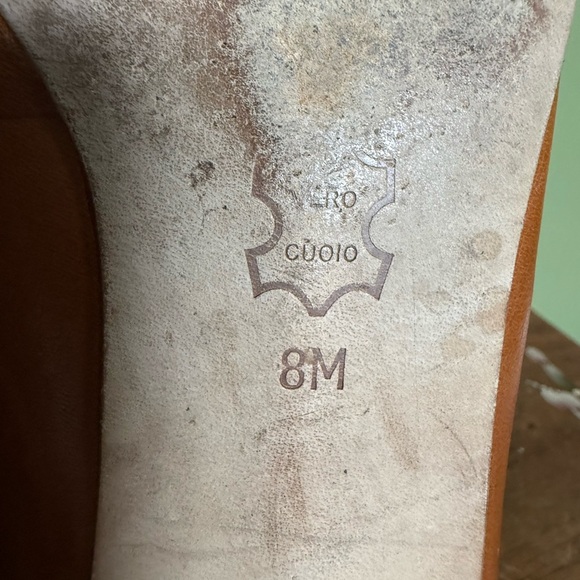 Michael Kors Peep Toe Leather Ballet Flats British Tan W/ Bow Womens Sz 8m - Picture 6 of 7